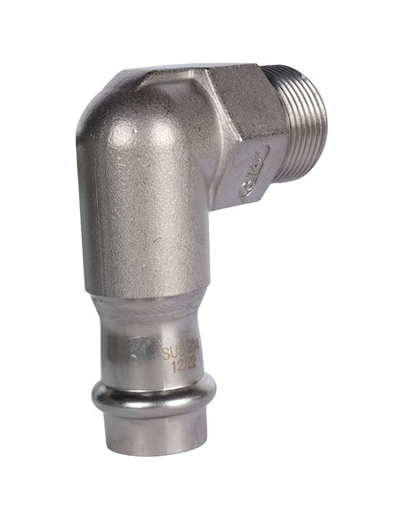 Угольник ROMMER 18х3/4" НР для нержавеющих труб пресс