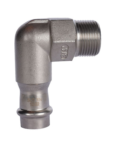 Угольник ROMMER 18х3/4" НР для нержавеющих труб пресс