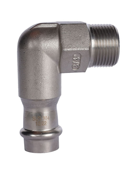 Угольник ROMMER 18х3/4" НР для нержавеющих труб пресс