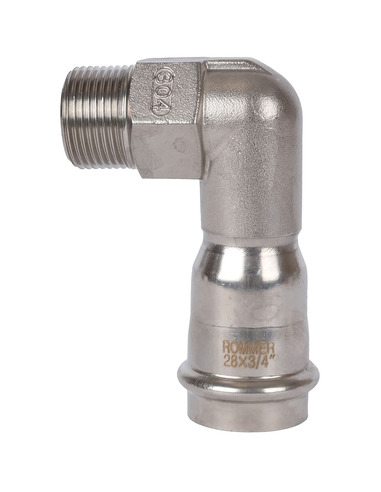 Угольник ROMMER 28х3/4" НР для нержавеющих труб пресс