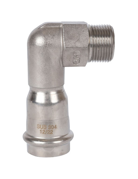 Угольник ROMMER 28х3/4" НР для нержавеющих труб пресс