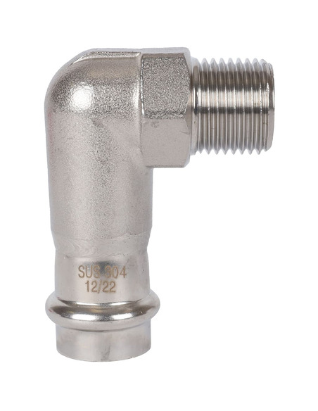 Угольник ROMMER 18х1/2" НР для нержавеющих труб пресс