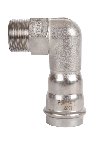 Угольник ROMMER 35х1" НР для нержавеющих труб пресс