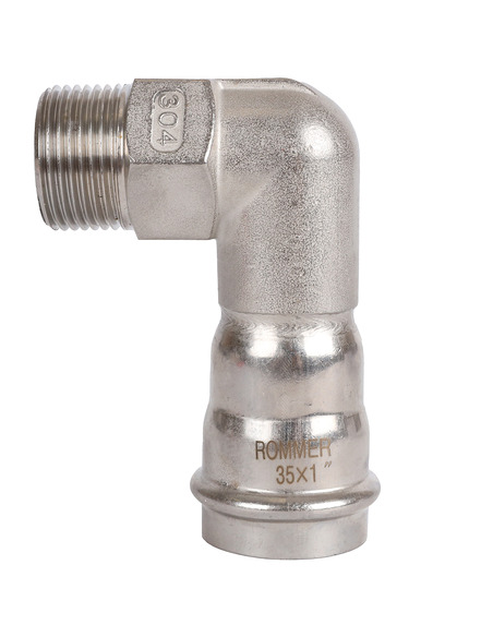 Угольник ROMMER 35х1" НР для нержавеющих труб пресс