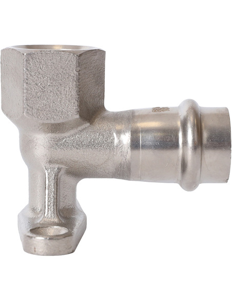 Угольник с креплением ROMMER 18х1/2" ВР для нержавеющих труб пресс