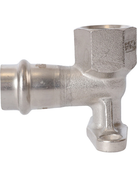 Угольник с креплением ROMMER 18х1/2" ВР для нержавеющих труб пресс