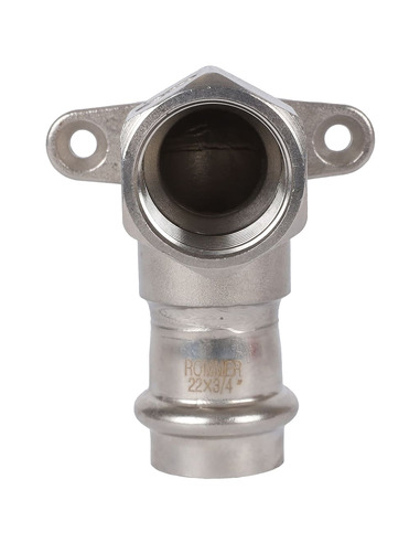 Угольник с креплением ROMMER 22х3/4" ВР для нержавеющих труб пресс