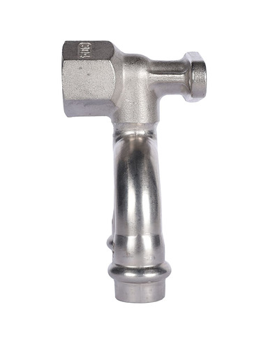 Угольник проходной с креплением ROMMER 15х1/2" ВР для нержавеющих труб пресс