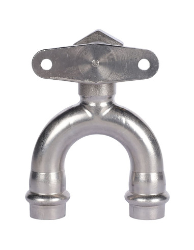 Угольник проходной с креплением ROMMER 15х1/2" ВР для нержавеющих труб пресс