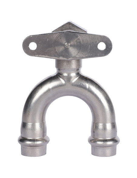 Угольник проходной с креплением ROMMER 15х1/2" ВР для нержавеющих труб пресс