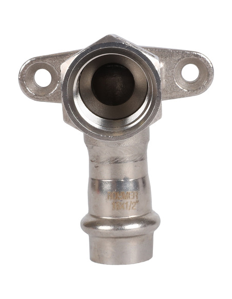 Угольник с креплением ROMMER 15х1/2" ВР для нержавеющих труб пресс