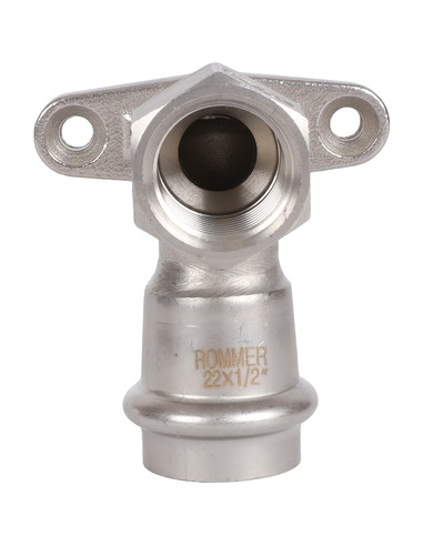 Угольник с креплением ROMMER 22х1/2" ВР для нержавеющих труб пресс