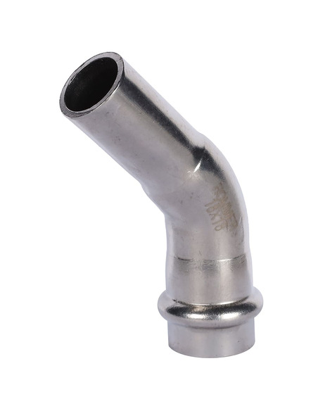 Угольник однораструбный ROMMER 18х45° для нержавеющих труб пресс