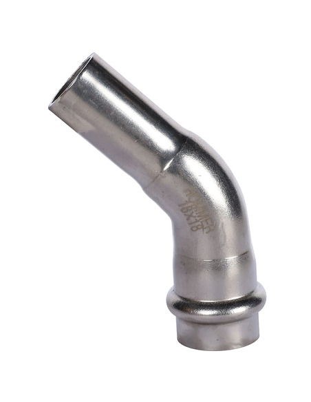 Угольник однораструбный ROMMER 18х45° для нержавеющих труб пресс