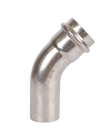 Угольник однораструбный ROMMER 42х45° для нержавеющих труб пресс