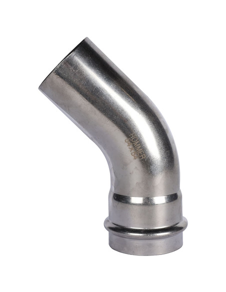 Угольник однораструбный ROMMER 54х45° для нержавеющих труб пресс