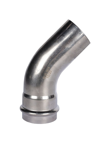 Угольник однораструбный ROMMER 54х45° для нержавеющих труб пресс