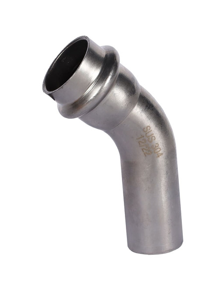 Угольник однораструбный ROMMER 22х45° для нержавеющих труб пресс