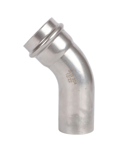 Угольник однораструбный ROMMER 35х45° для нержавеющих труб пресс