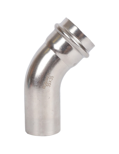 Угольник однораструбный ROMMER 35х45° для нержавеющих труб пресс