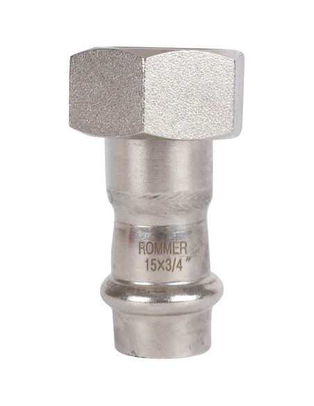 Переходник с накидной гайкой ROMMER 15x3/4" ВР для нержавеющих труб пресс