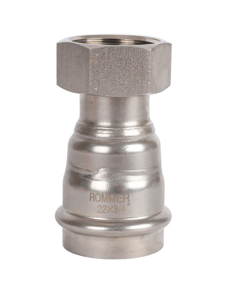 Переходник с накидной гайкой ROMMER 22x3/4" ВР для нержавеющих труб пресс