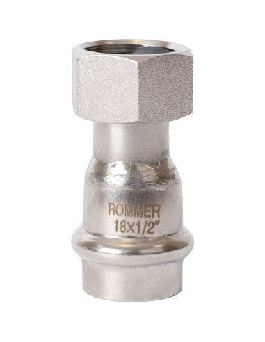 Переходник с накидной гайкой ROMMER 18x1/2" ВР для нержавеющих труб пресс