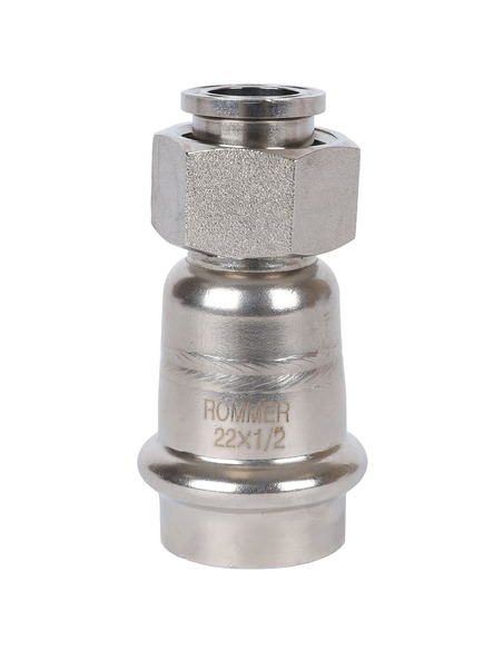 Переходник с накидной гайкой ROMMER 22x1/2" ВР для нержавеющих труб пресс