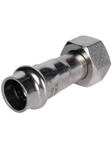 Переходник с накидной гайкой ROMMER 15x1/2" ВР для нержавеющих труб пресс