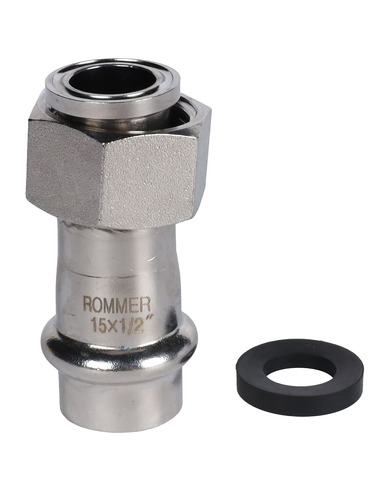Переходник с накидной гайкой ROMMER 15x1/2" ВР для нержавеющих труб пресс