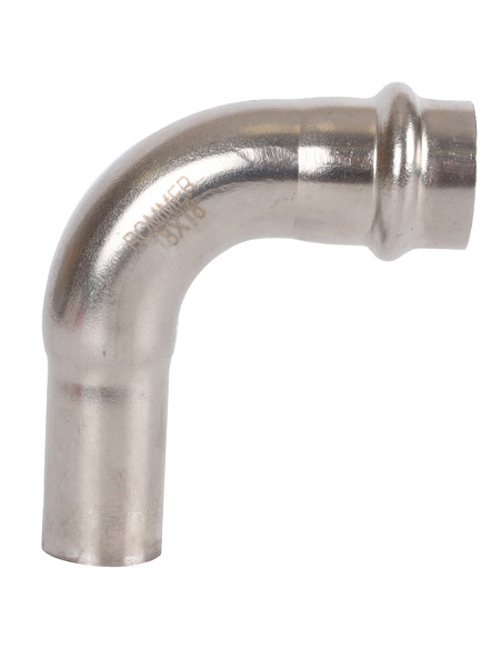 Угольник однораструбный ROMMER 18х90° для нержавеющих труб пресс