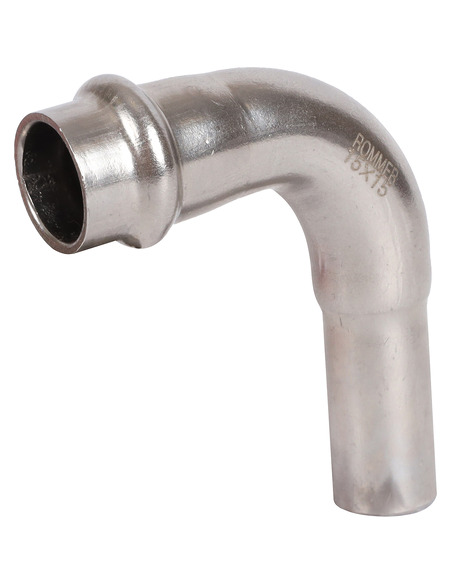 Угольник однораструбный ROMMER 15х90° для нержавеющих труб пресс