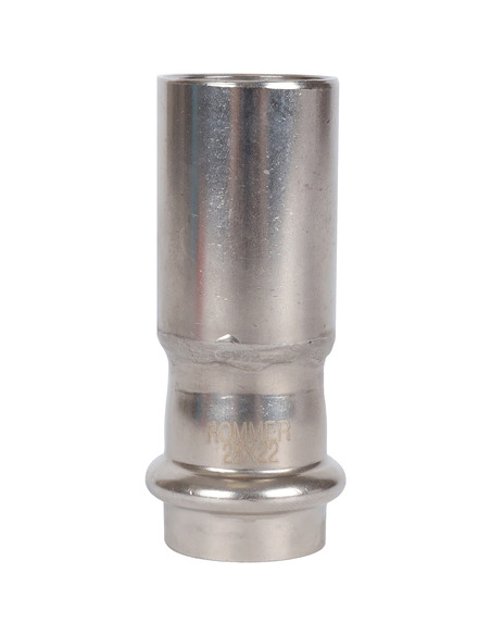 Муфта переходная однораструбная ROMMER 28х22 для нержавеющих труб пресс