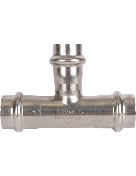 Тройник переходной ROMMER 18х15х18 для нержавеющих труб пресс