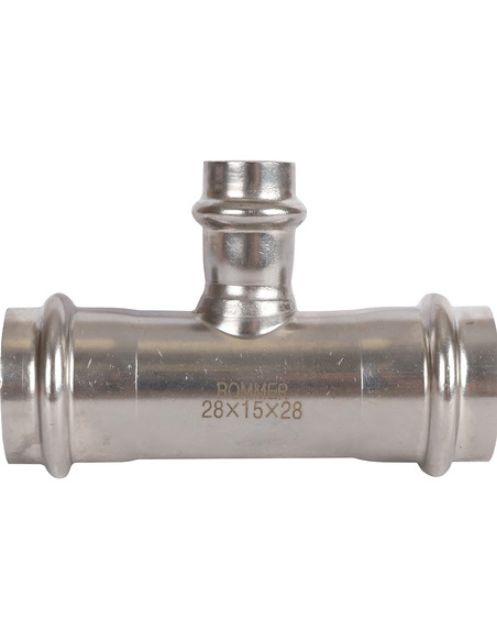 Тройник переходной ROMMER 28х15х28 для нержавеющих труб пресс