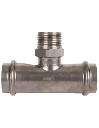 Тройник переходной ROMMER 28x3/4"х28 НР для нержавеющих труб пресс