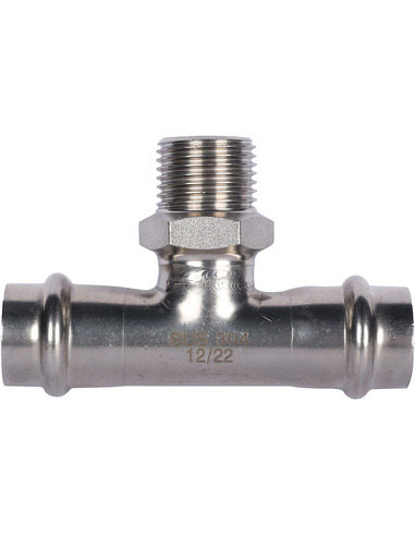 Тройник переходной ROMMER 18x1/2"х18 НР для нержавеющих труб пресс