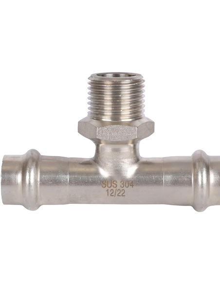 Тройник переходной ROMMER 15x1/2"х15 НР для нержавеющих труб пресс