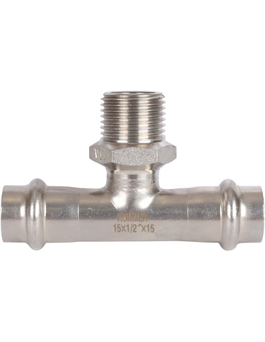 Тройник переходной ROMMER 15x1/2"х15 НР для нержавеющих труб пресс