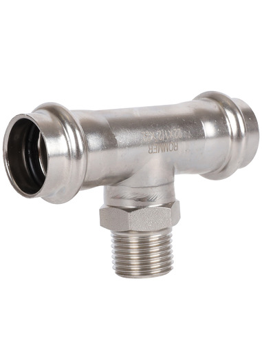 Тройник переходной ROMMER 22x1/2"х22 НР для нержавеющих труб пресс