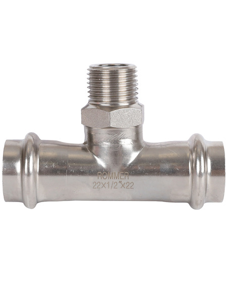 Тройник переходной ROMMER 22x1/2"х22 НР для нержавеющих труб пресс