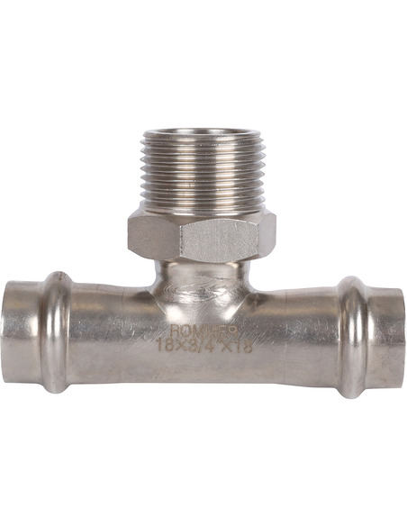 Тройник переходной ROMMER 18x3/4"х18 НР для нержавеющих труб пресс