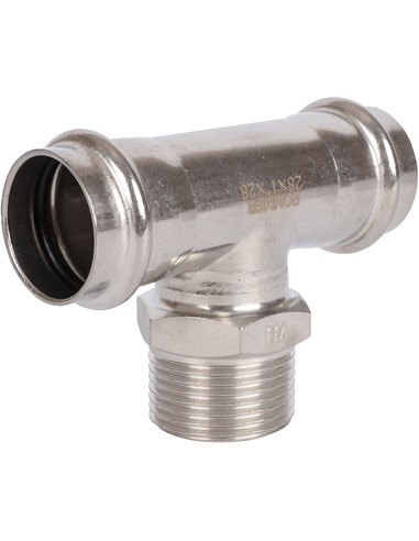 Тройник переходной ROMMER 28x1"х28 НР для нержавеющих труб пресс