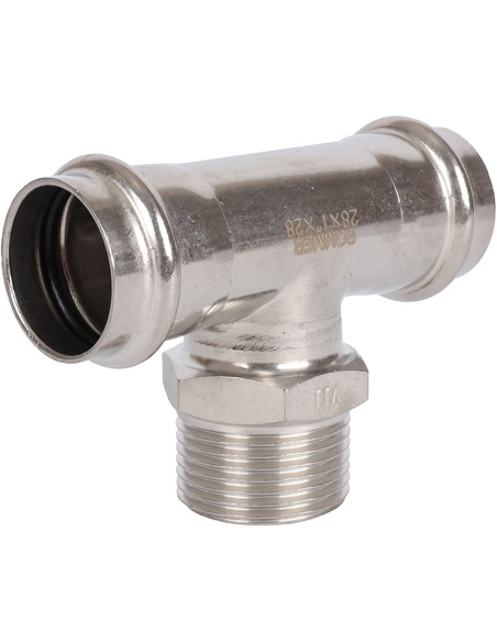 Тройник переходной ROMMER 28x1"х28 НР для нержавеющих труб пресс