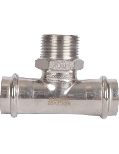 Тройник переходной ROMMER 28x1"х28 НР для нержавеющих труб пресс