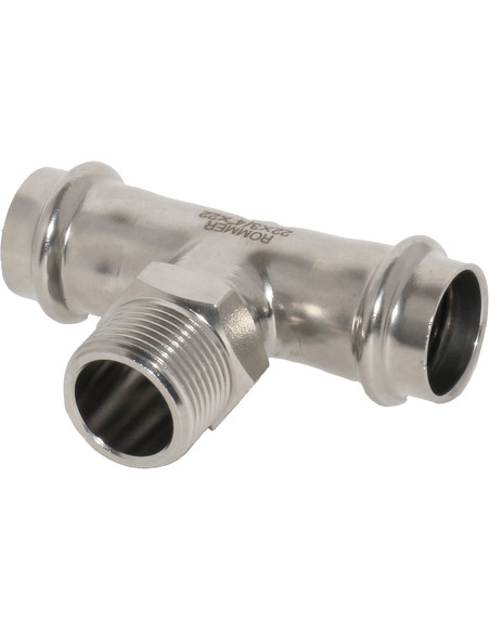 Тройник переходной ROMMER 22x3/4"х22 НР для нержавеющих труб пресс