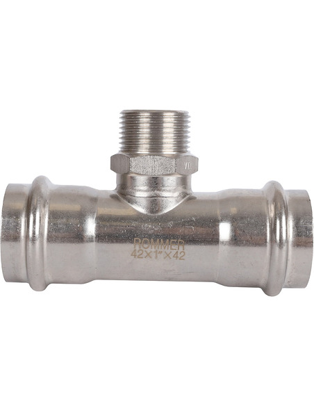Тройник переходной ROMMER 42x1"х42 НР для нержавеющих труб пресс