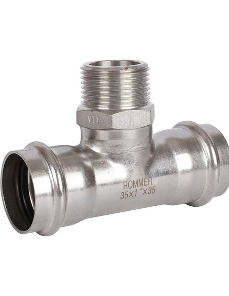 Тройник переходной ROMMER 35x1"х35 НР для нержавеющих труб пресс
