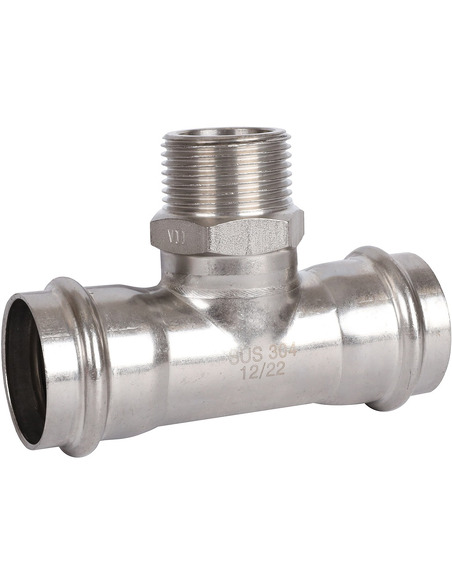 Тройник переходной ROMMER 35x1"х35 НР для нержавеющих труб пресс