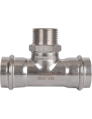 Тройник переходной ROMMER 35x1"х35 НР для нержавеющих труб пресс